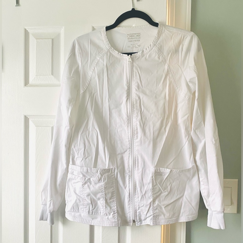Cherokee Workwear White Scrub Jacket